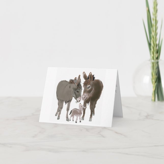 Det lilla donkey-julet och nyårskortet helgkort (Framsida)