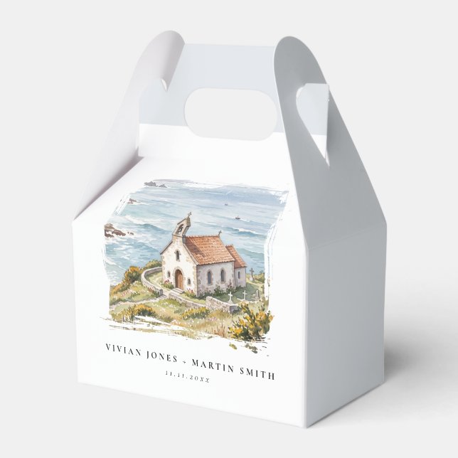 Det lilla kapellet vid havet bröllop presentaskar (Framsidan Sidan)