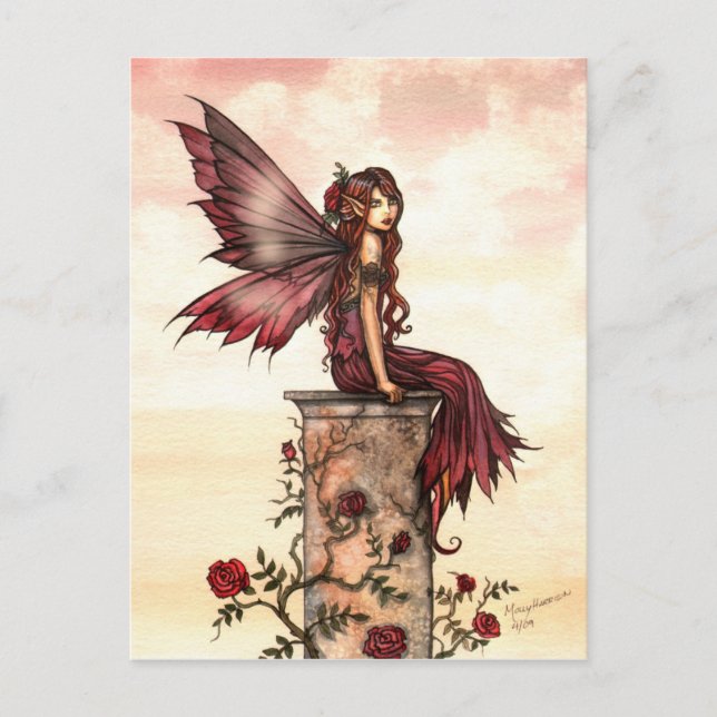 Det lilla Scarlet Ro Fairy Postcard Vykort (Framsida)