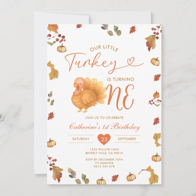 Det lilla Turkiet blir en första födelsedag Inbjudningar (Framsida)