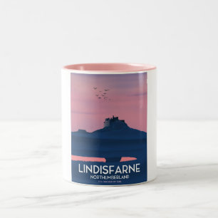 Det Lindisfarne Northumberland slottet reser Två-Tonad Mugg