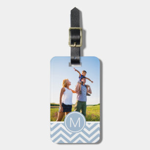 Det ljusa beställnings- fotoet & monogramen - bagagebricka