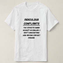 Det löjliga klagomålteckenet var inte på engelskt