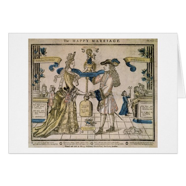 Det lyckliga giftermål (stencilera den färgade hälsningskort (Framsidan Horizontal)