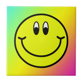 Det lyckliga le fotoet för den ansikteEmoji Kakelplatta