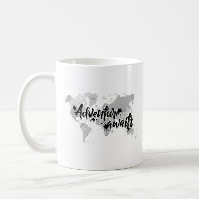 Det lyxiga världskartaäventyr väntar på reser kaffemugg (Vänster)