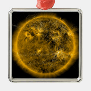 Det magnetiska fält fodrar på solen julgransprydnad metall