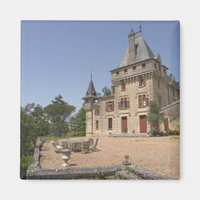 Det magnifika slottet Chateau de Pressac och trädg Magnet (Framsidan)