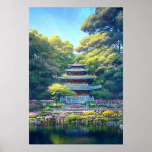 Det majestiska japanska templet poster