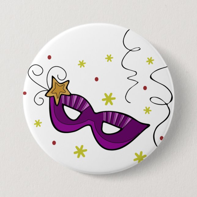 Det Mardi Gras ögat maskerar knäppas Knapp (Framsida)