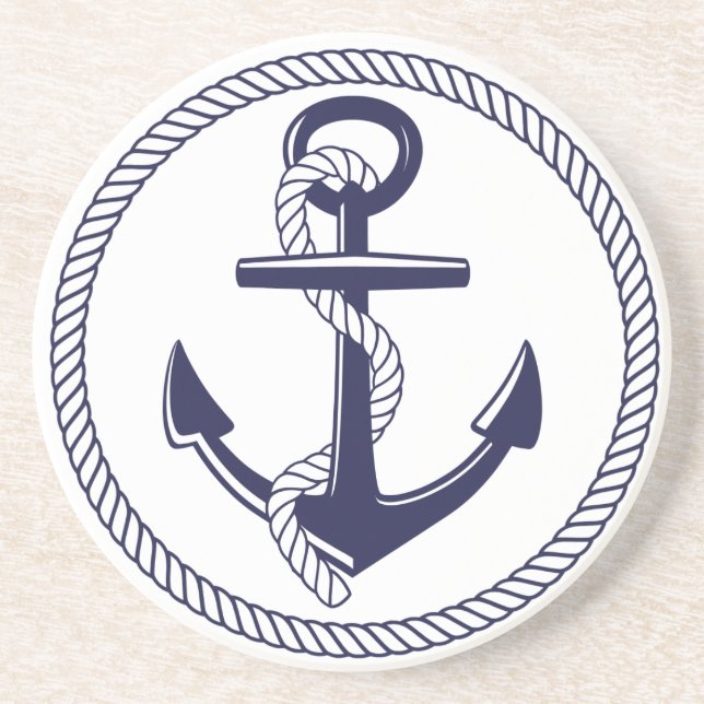 Det marinblåa nautiska temat ankrar repet cirklar underlägg (Framsidan)