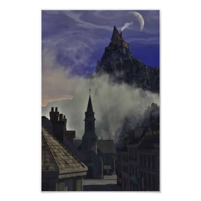 Det märkliga höga huset på Mist Fototryck (Framsidan)