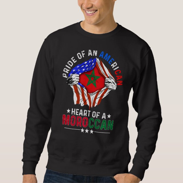 Det marockanska amerikanska Pridet Foreign Land Mo Lång Ärmad Tröja (Framsida)