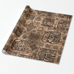 Det Mayan skåror och prydnadmönster - svärta på Presentpapper