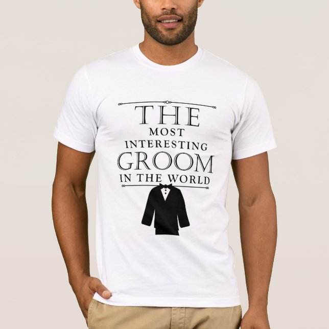 Det mest intressanta Groom Bachelor Tee, svart Tee (Framsida)