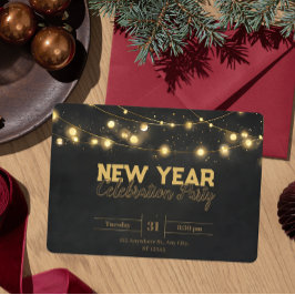 Det minimala nyåret för Ljus under den gyllene jul Inbjudningar