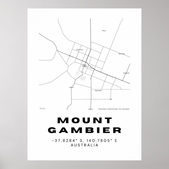 Det minimalistiska berget Gambier Karta med koordi Poster (Framsidan)