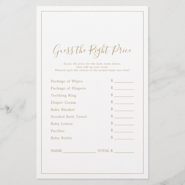 Det minimalistiska Guld gissar Högernas Prisa spel (Framsida)