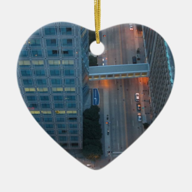 Det Minneapolis Minnesota fågelögat beskådar Julgransprydnad Keramik (Framsidan)