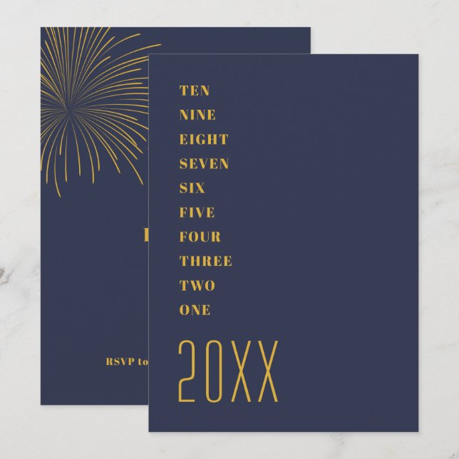 Det minsta blåa Guld-nyårsjubileet Party Inbjudningar (Fram/baksida)