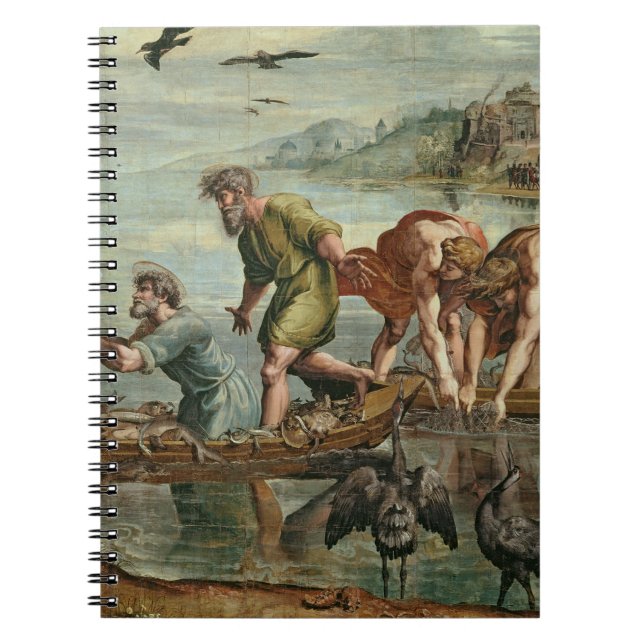 Det mirakulösa utkastet av fiskar (tecknaden för anteckningsbok med spiral (Framsidan)