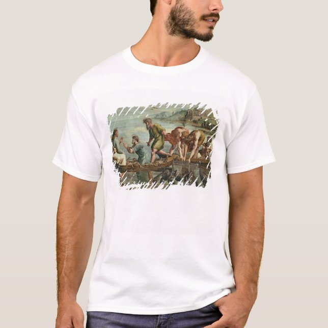 Det mirakulösa utkastet av fiskar (tecknaden för t-shirt (Framsida)
