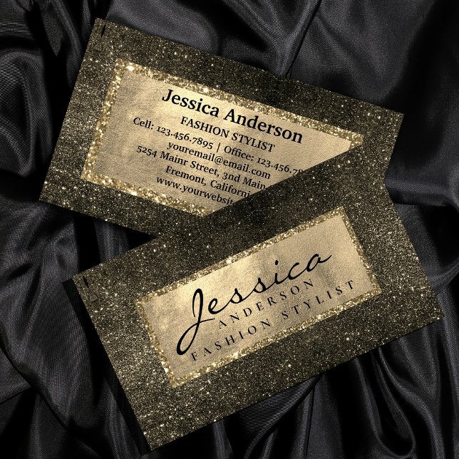 Det moderna affärskortet Guld guldden Glitter snyg Visitkort (Modern Gold golden Glitter stylish business card #bridalshowermakeup #goldmodern #beauty #stylist)