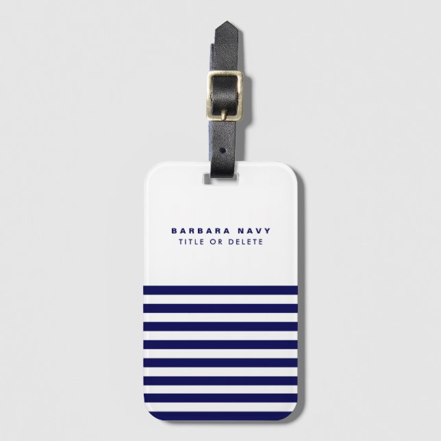 Det moderna anpassade namnet Nautical Navy Blue Ra Bagagebricka (Framsida vertikal)