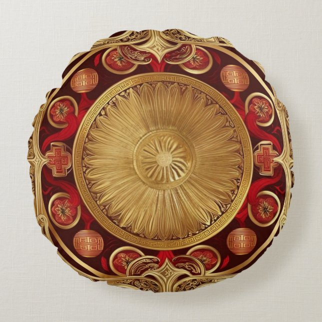 Det moderna asiatiska mönster i modern luna rund kudde (Framsidan)