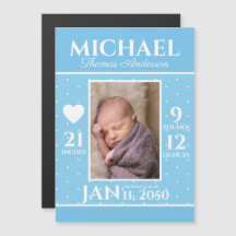 Det moderna blåa nyfödda Stats Baby födelsemeddela