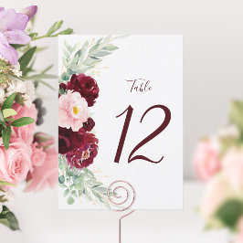 Det moderna Blommigten Burgundy Bordsnumret Bröll