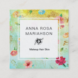 *~* Det moderna Blommönstret Guld Glitter Fyrkantigt Visitkort