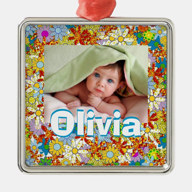 Det moderna Blommönstret Ljusa färger Julgransprydnad Metall (Framsidan)