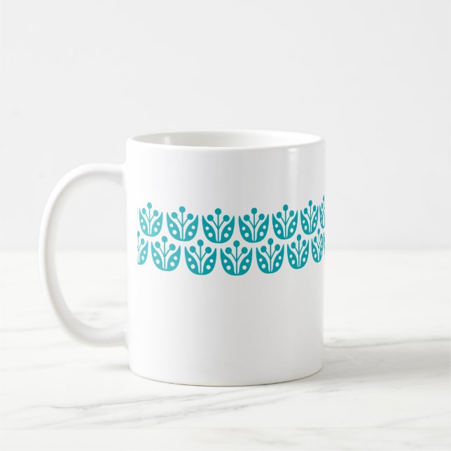 Det moderna Blommönstret Retro Mid Century Kaffemugg (Vänster)