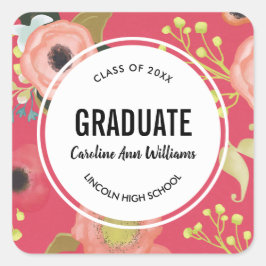 Det moderna Blommönstret Studenten Fyrkantigt Klistermärke