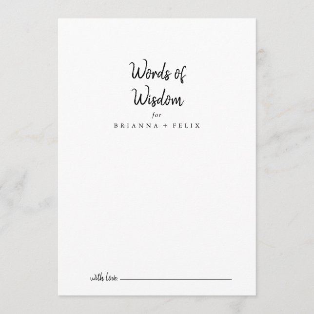 Det moderna Bröllop Ord Rådkort (Framsida)