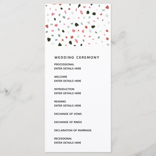 Det moderna Ceremonisprogrammet Terrazzo Mönster B Program (Framsida)