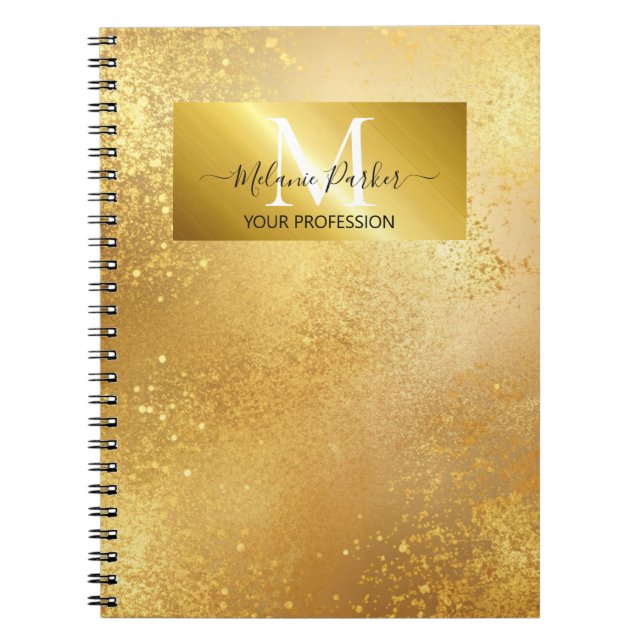 det moderna chic-affärskortet guld ram glitter anteckningsbok (Framsidan)
