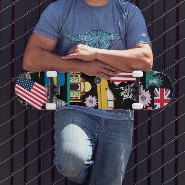 Det moderna coolan Trendig mönster svart och färg  Mini Skateboard Bräda 18,5 Cm (Utomhus 3)