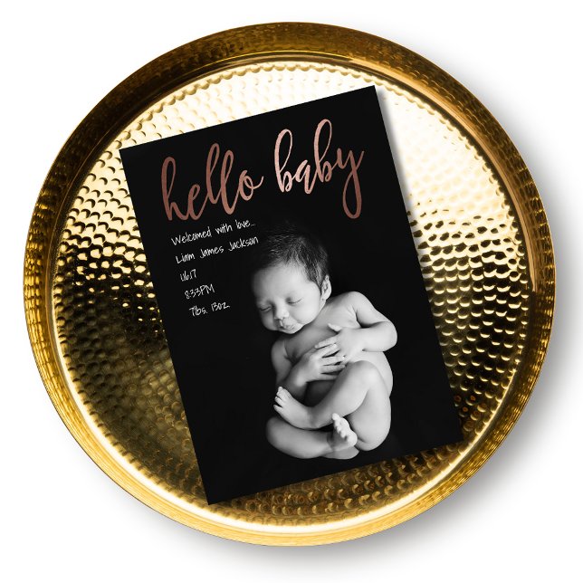 Det moderna enkla Hej Baby-födelsemeddelandet Meddelande (Modern Simple Hello Baby Birth Announcement)