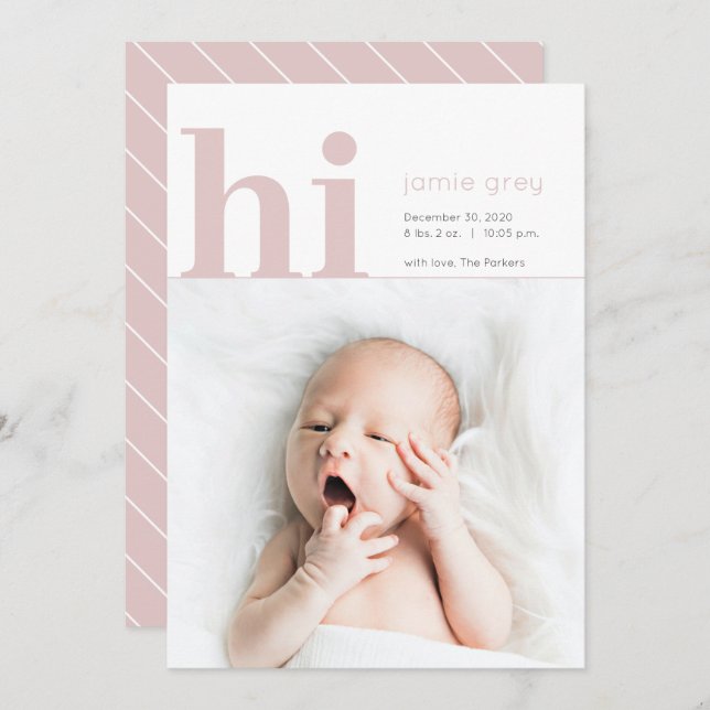 Det moderna enkla Hej Flicka-födelsemeddelandet Julkort (Fram/baksida)