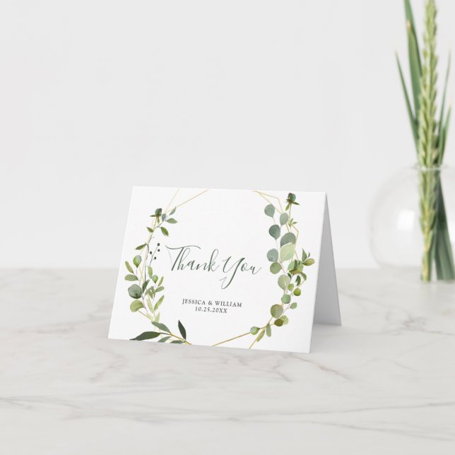 Det moderna Eucalyptus Geometric Ram-tackkortet Tack Kort (Framsida)