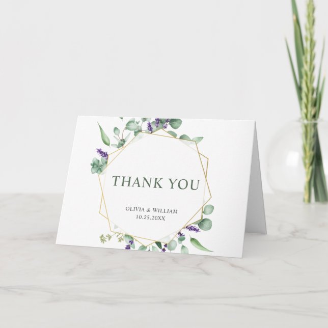 Det moderna Eucalyptus Geometric Ram-tackkortet Tack Kort (Framsida)