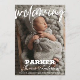 Det moderna fotovälkomnande födelsetalet inbjudningar