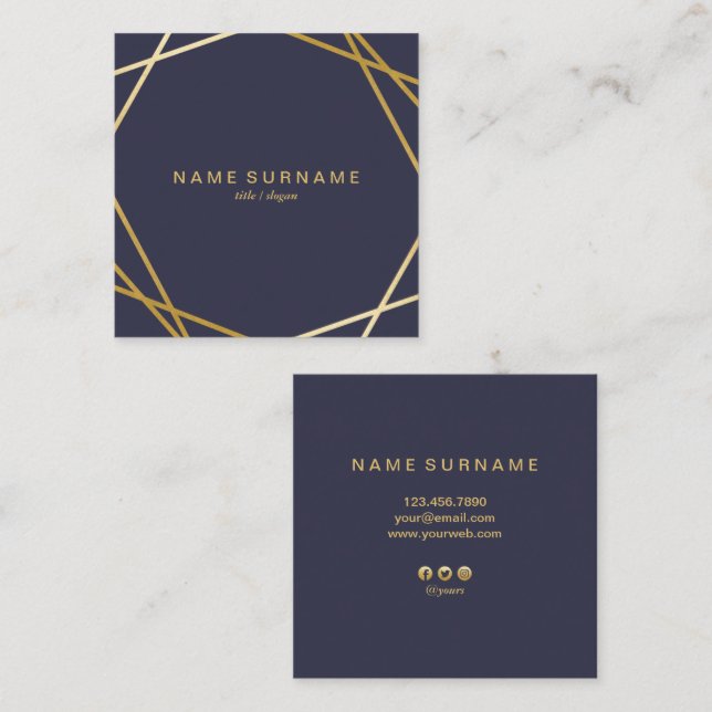 Det moderna geometriska mönster kvadrerar fyrkantigt visitkort (Fram/baksida)