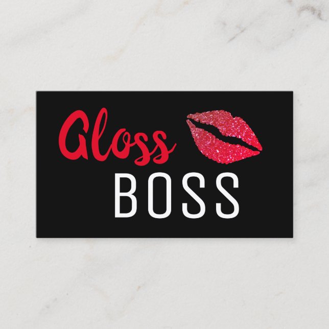 Det moderna Glitter Lip Gloss Chef Makeup-Affärsko Visitkort (Framsida)