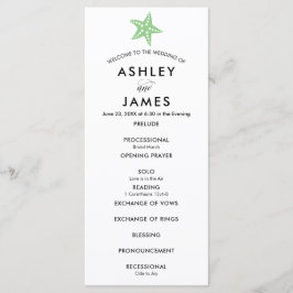 Det moderna Grönten Starfish Bröllop Ceremony-prog Program