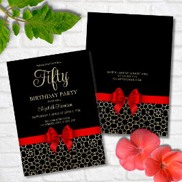 Det moderna Guld-Egyptenen Geometric Red Bow 50:e  Inbjudningar