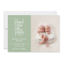 Det moderna hand plockade twin baby-födelsemeddela
