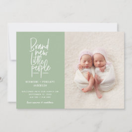 Det moderna hand plockade twin baby-födelsemeddela meddelande